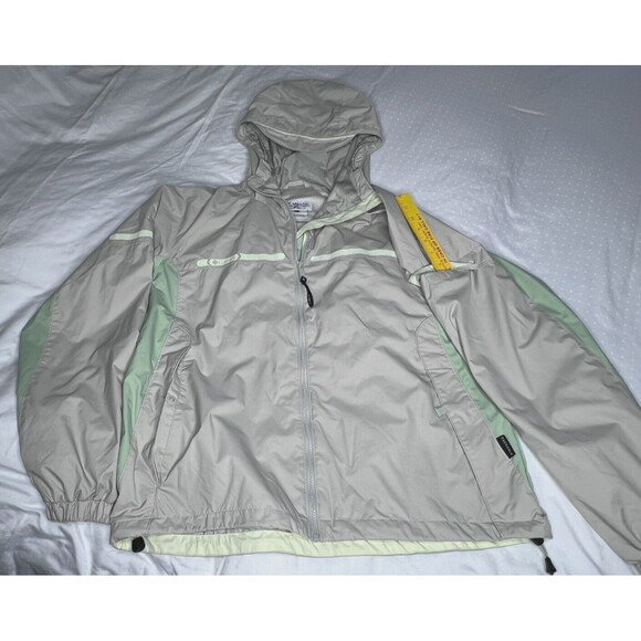 Columbia Womens Rain Coat W/Adjustable Hood Size XL Short Beige/Green - Picture 10 of 14